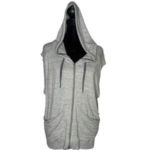 Athleta Sleeveless Full Zip Hoodie Lotus Vest Women Size M Gray Athletic Pockets